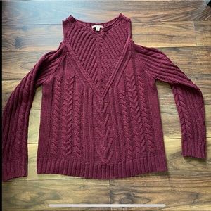 Maroon Cold Shoulder Sweater
